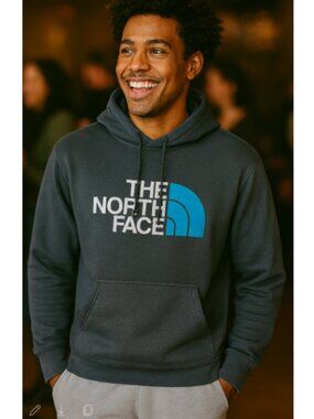 The North Face gray and blue men's hoodie- size XL